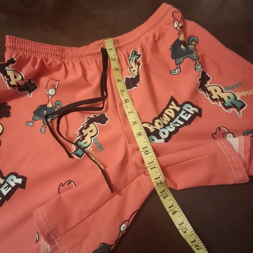 Rowdy Rooster Get Your Swim On All-Over Print Red Swim Trunks Men Size XL / 36
